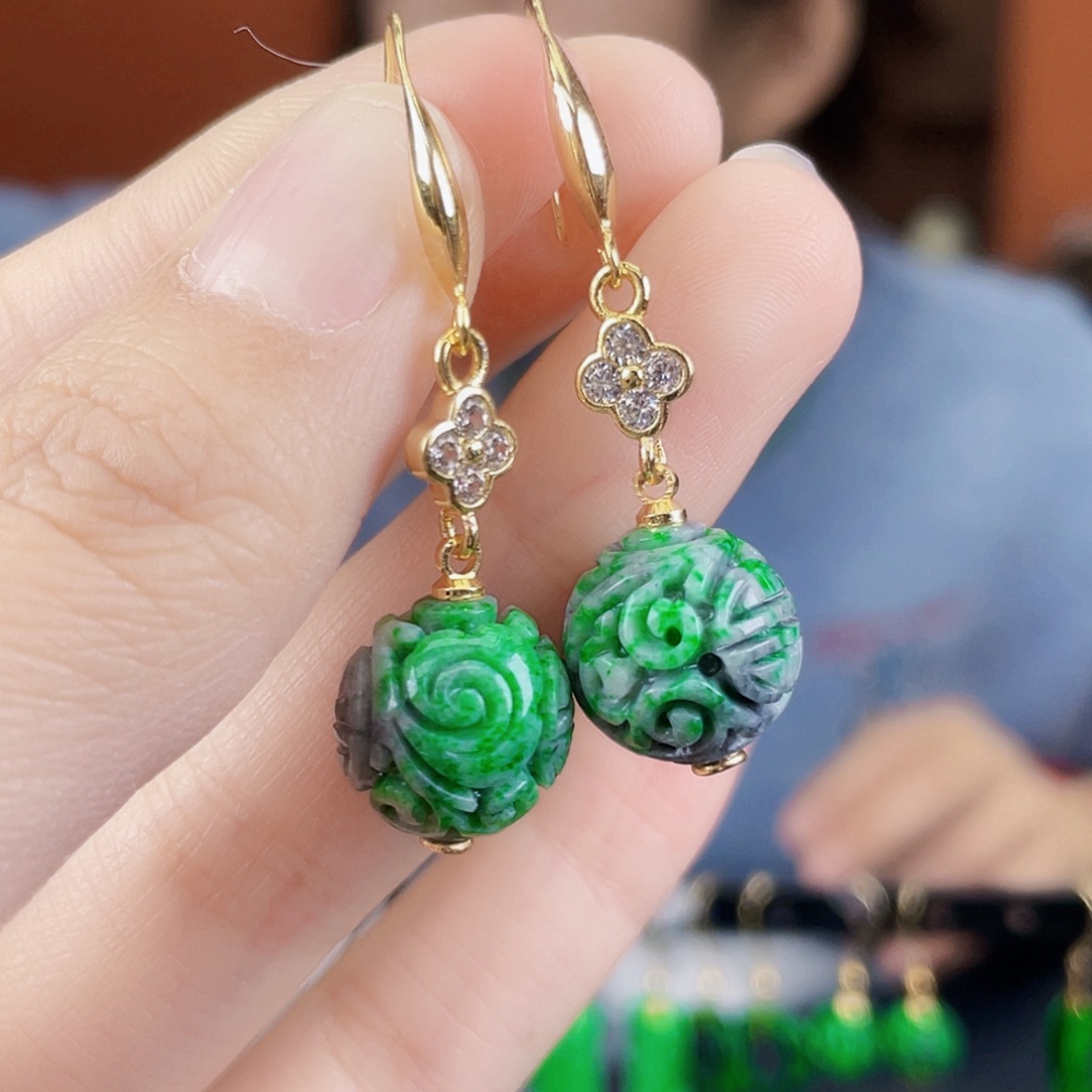 翡翠未镶嵌耳饰饰品