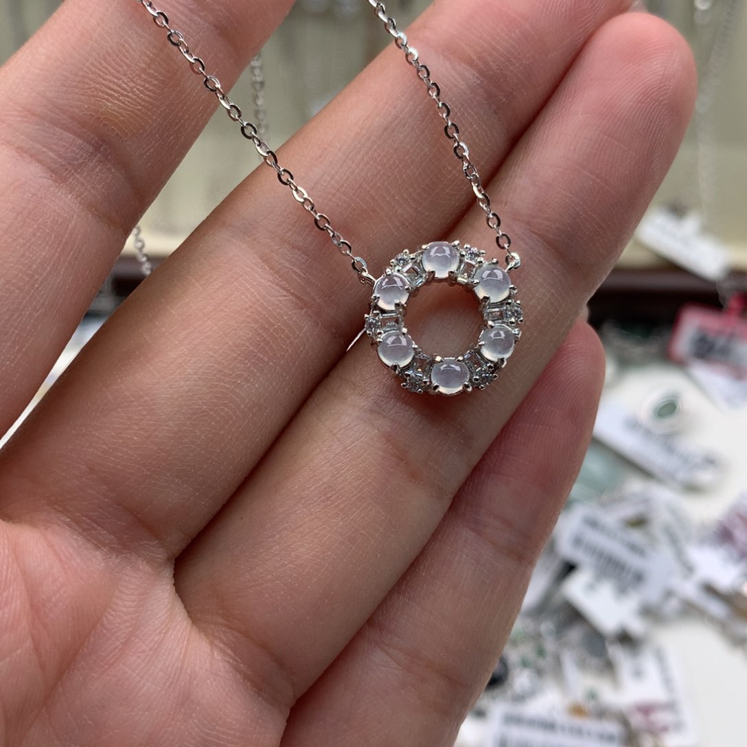 翡翠银S925镶嵌吊坠(不含链)项链