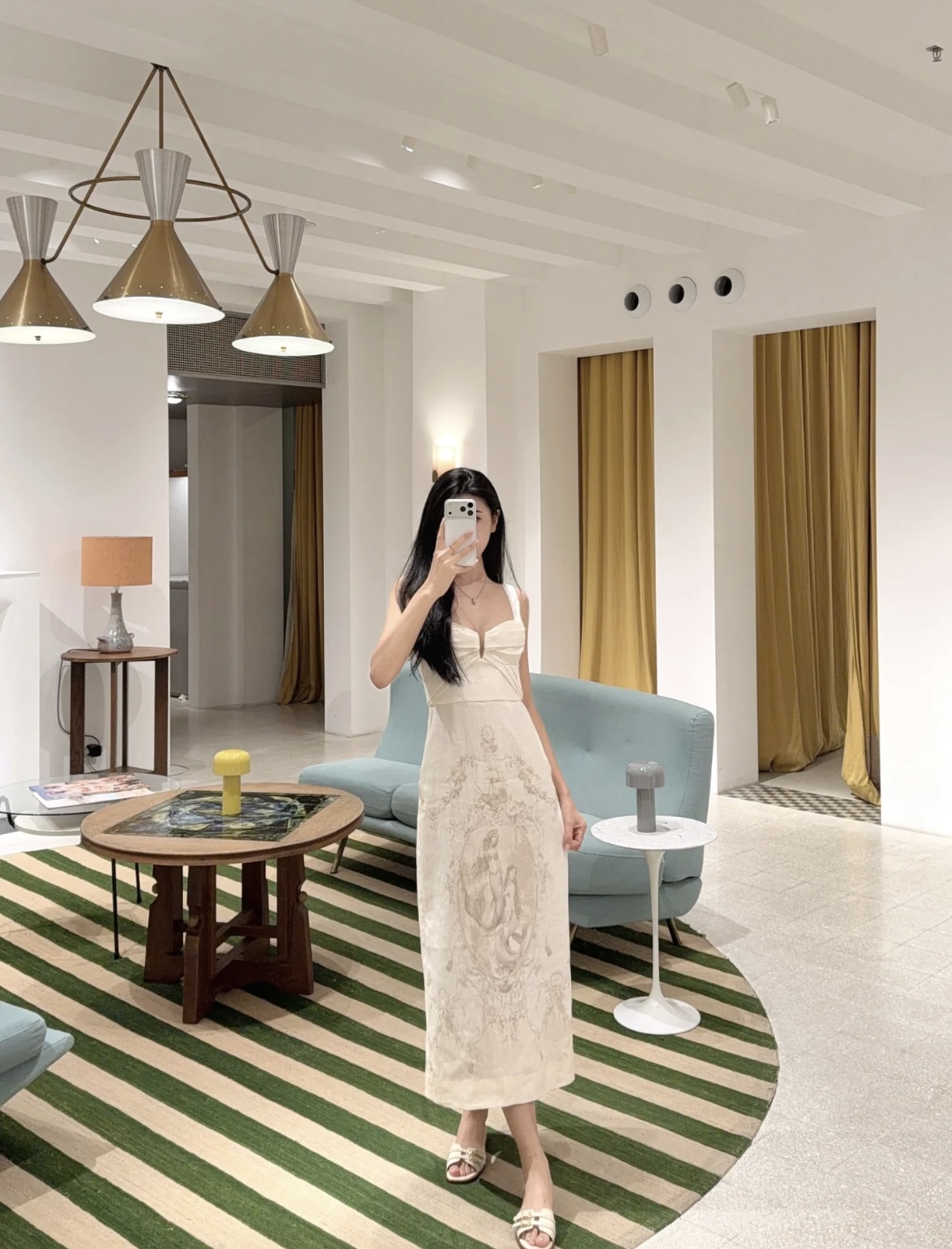 新款美人鱼图案垂褶设计中长款修身夏季蕾丝连衣裙气质ZC1142