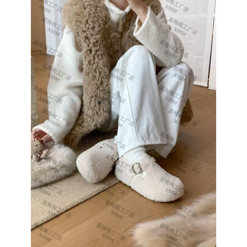 XMM.【毛呢勃肯鞋】纯色毛毛保暖冬季潮流洋气百搭防滑Q7800-2005-1