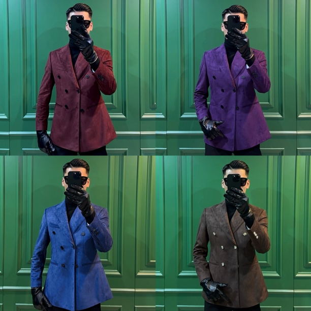 气场款-加厚防风抗寒皮绒枪驳领双排单西外套