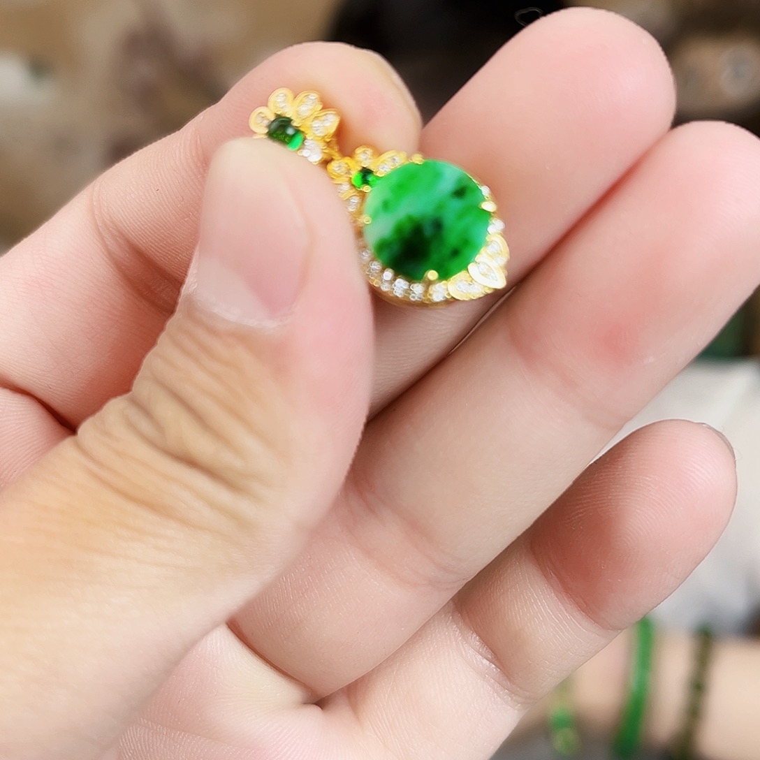 翡翠银S925镶嵌颈饰吊坠