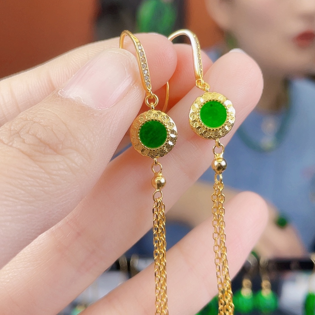 翡翠银S925镶嵌耳饰