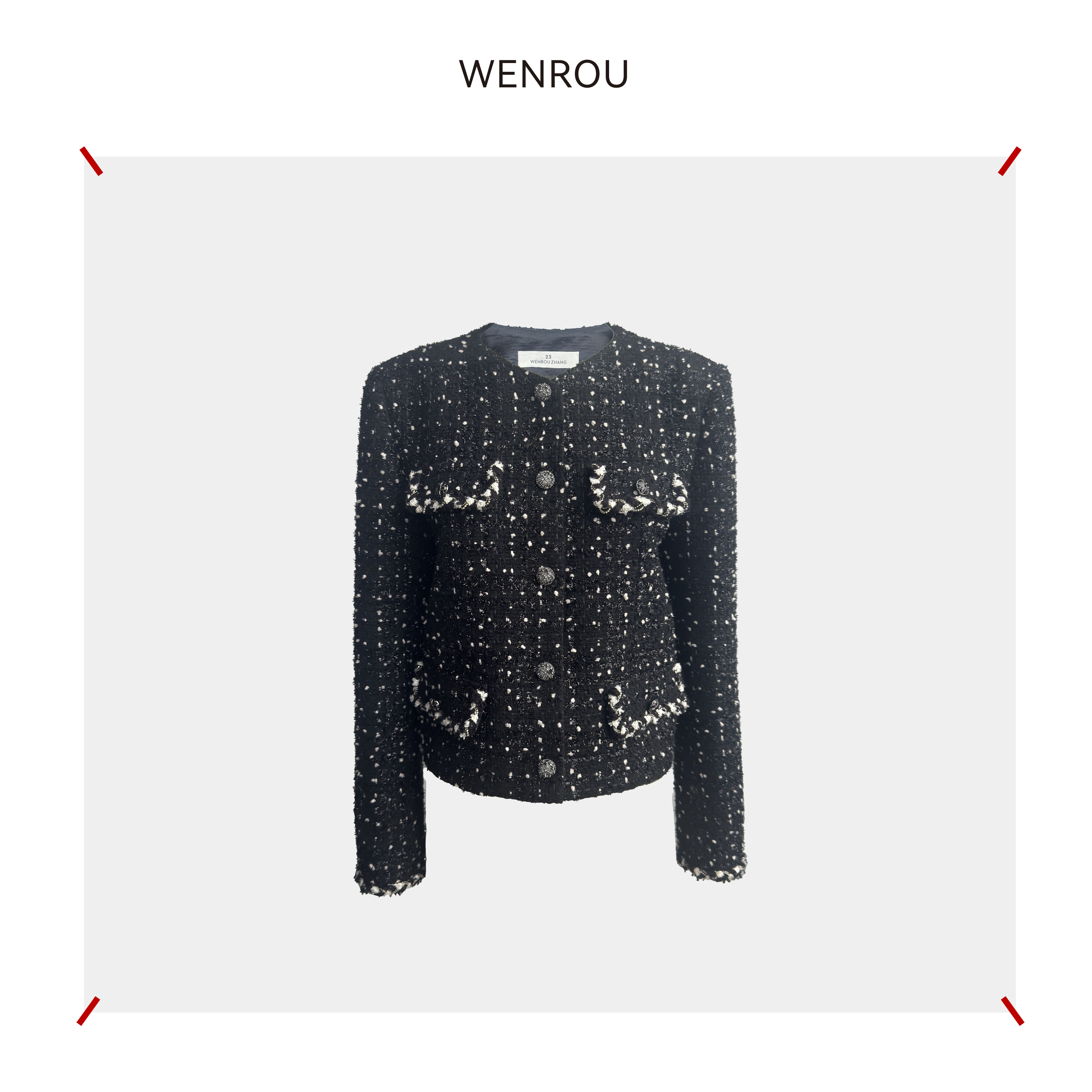 温柔自知  黑色 小香风 短款 外套W-1231