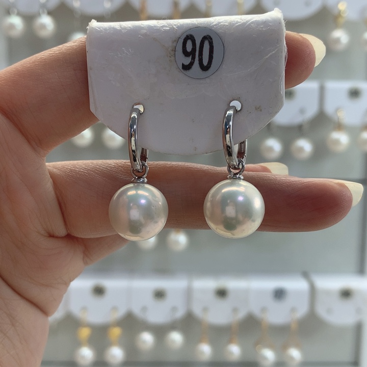 淡水珍珠耳饰银S925镶嵌