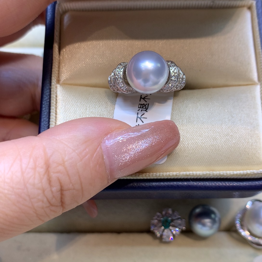 银S925镶嵌戒指海水珍珠