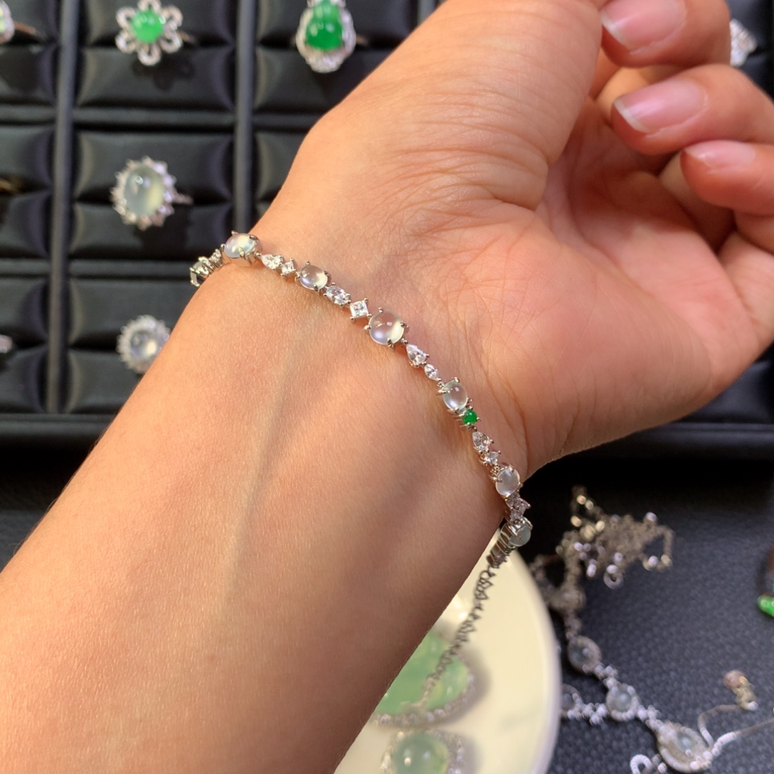 翡翠银S925镶嵌手链