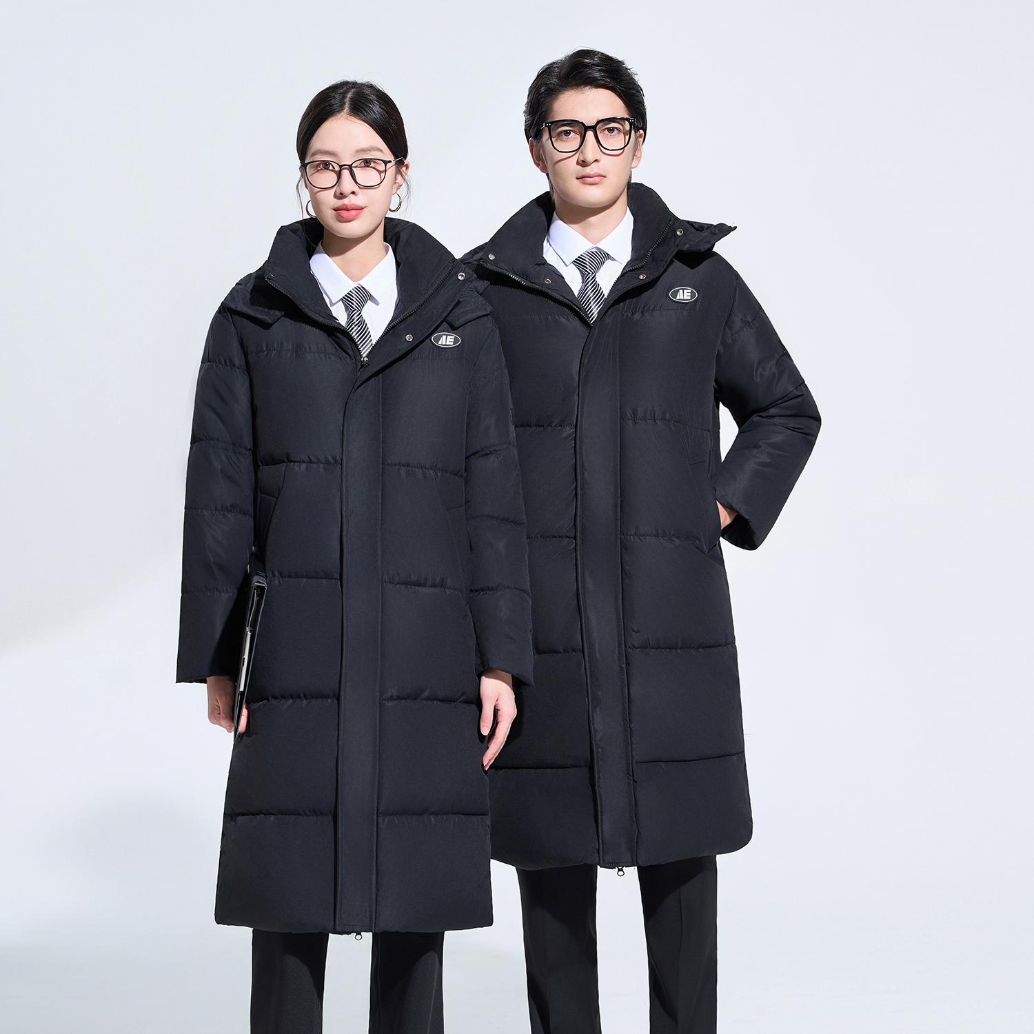 长款棉服外套男女同款冬季新款商务行政管理层职场棉衣工作服大衣