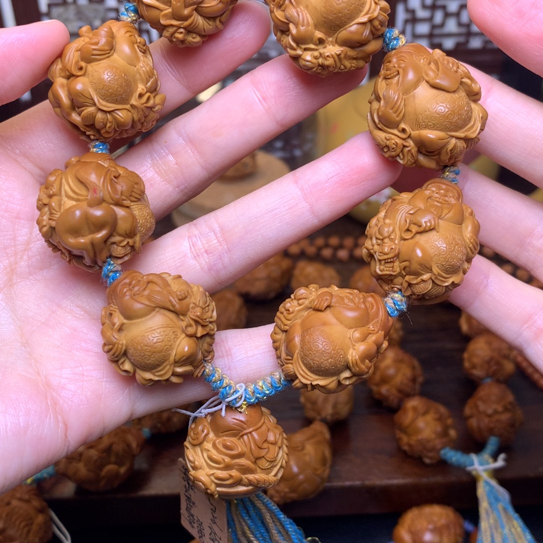 橄榄核手串/手链骑兽双童子财神