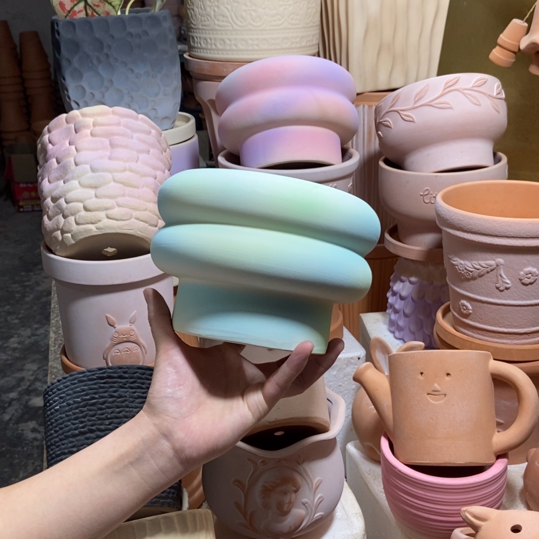 17×12绿色甜甜圈 粗陶1个