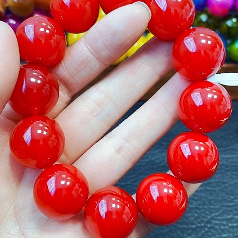 玛瑙/玉髓手链未镶嵌鸽血红20