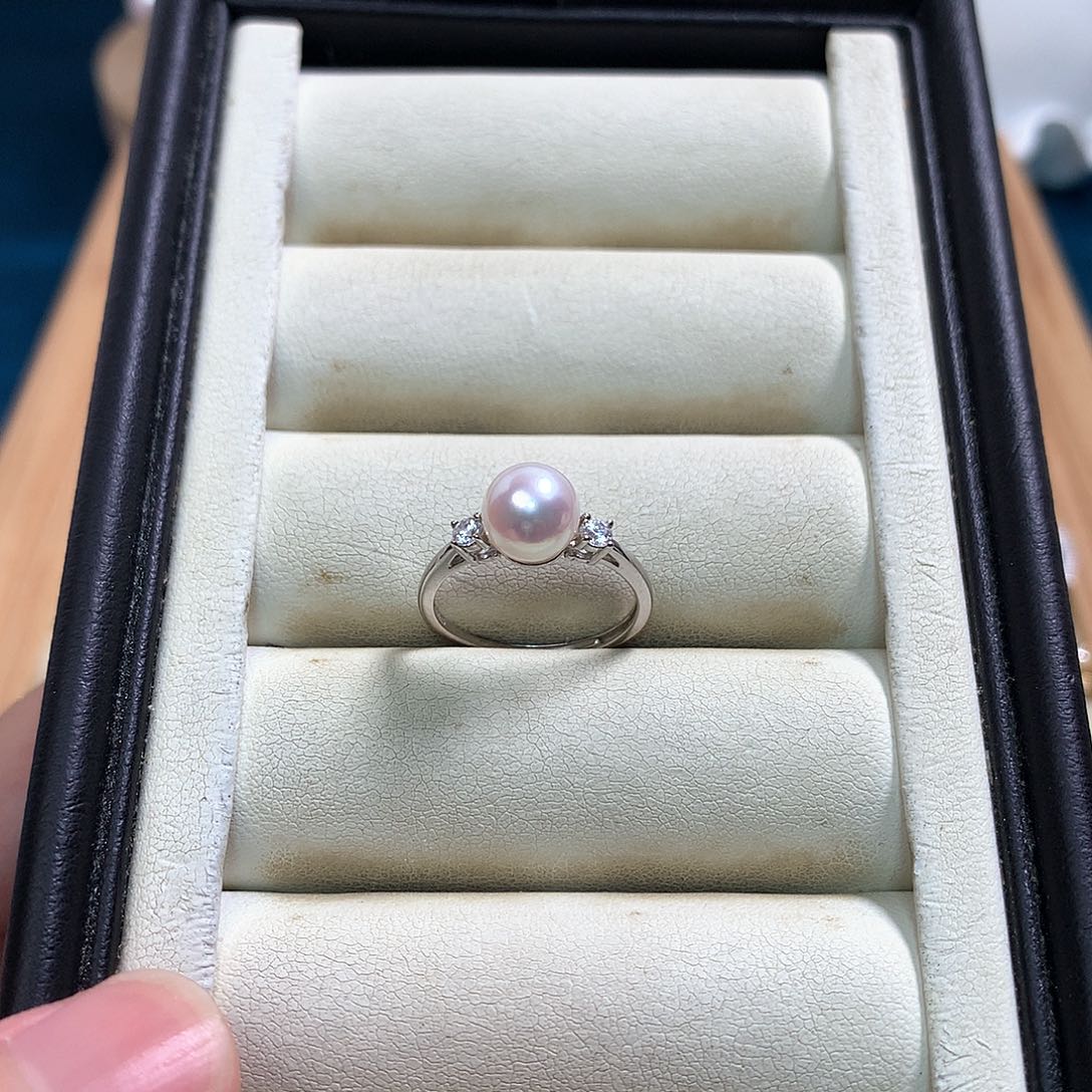 海水珍珠戒指银S925镶嵌n***?