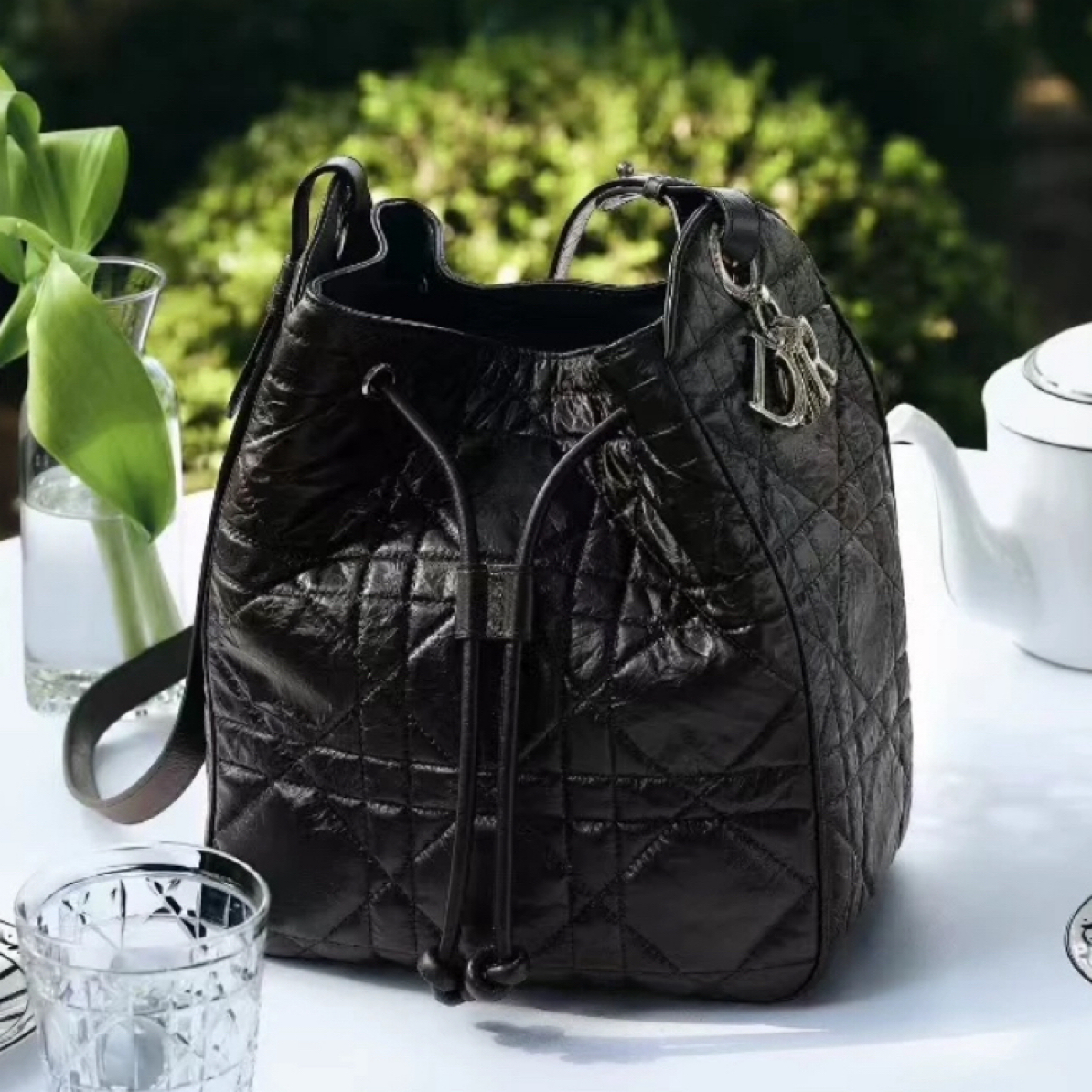 99新 DIOR/迪奥 2025新款黑色Caro水桶包 US591020