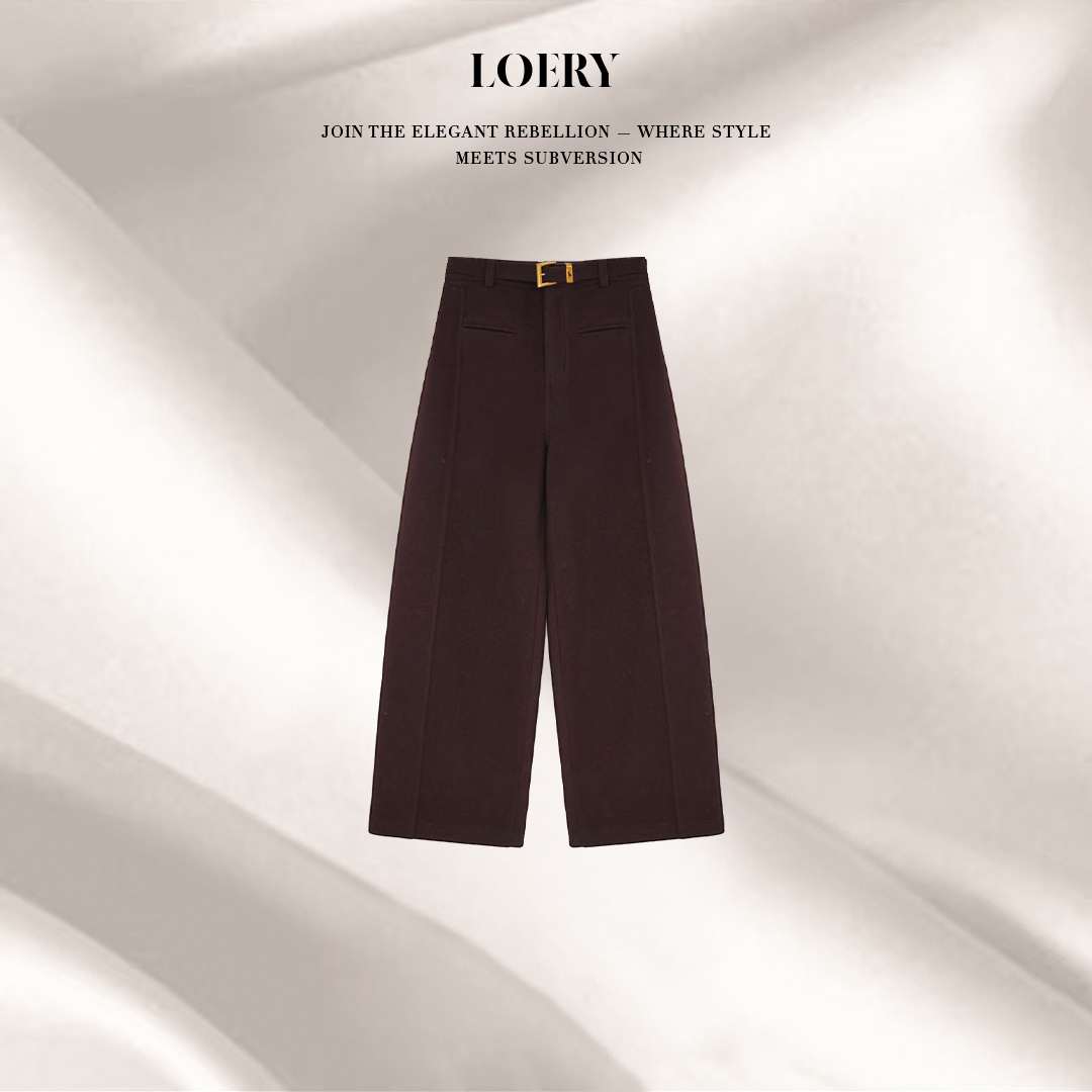 LOERY【博主裤编号240】锁温绵羊毛时髦显贵垂坠感毛呢休闲裤-12981