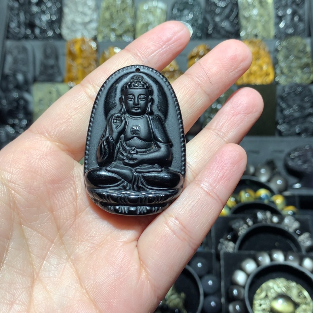 黑曜岩吊坠(赠链)未镶嵌柒*?