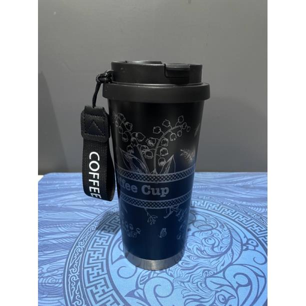 黑底白花繁花咖啡杯FX