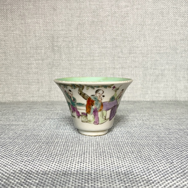 粉彩内松石釉主人杯茶碗