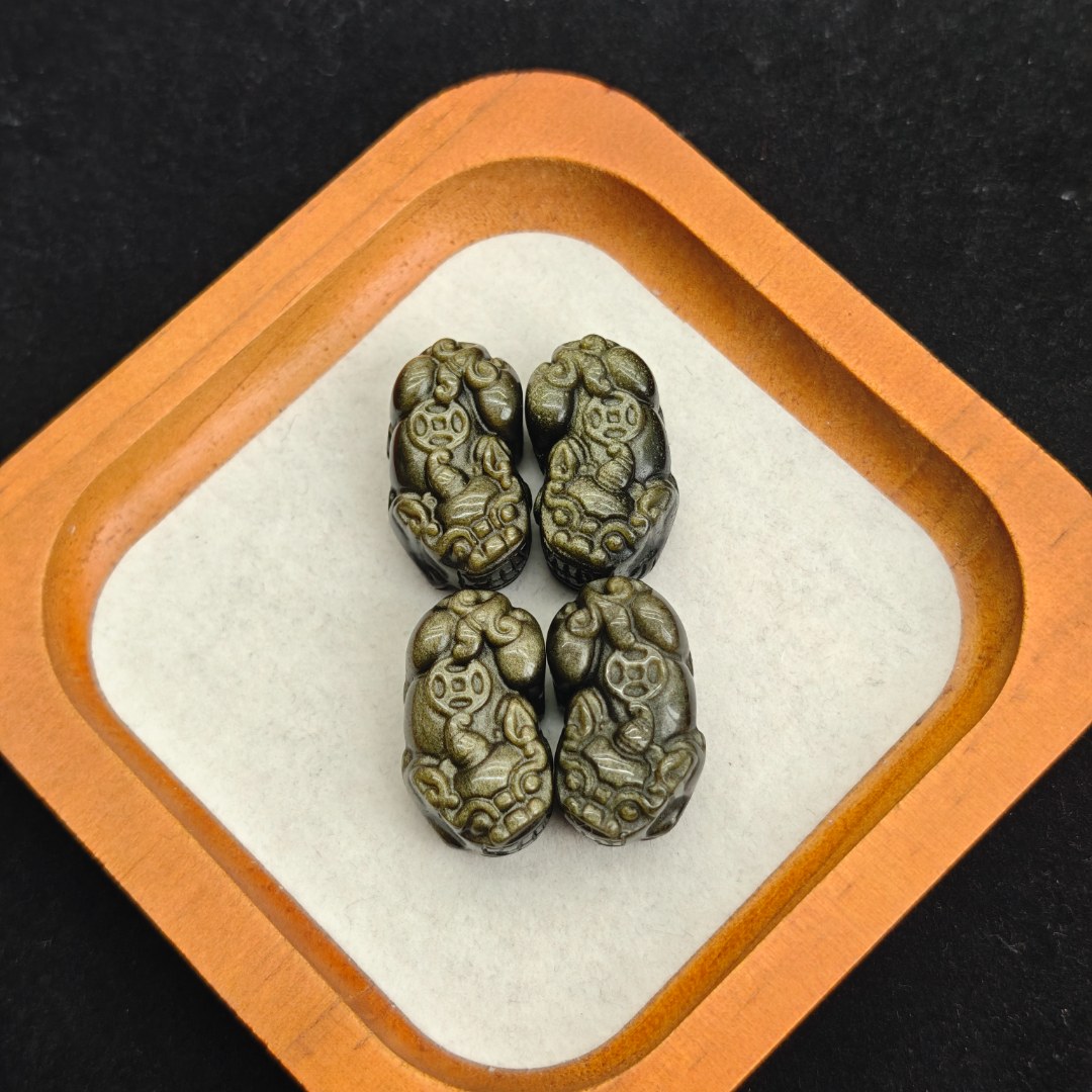 天然金曜石貔貅配件配饰小众雕刻件DIY手串手链项链精致高级感