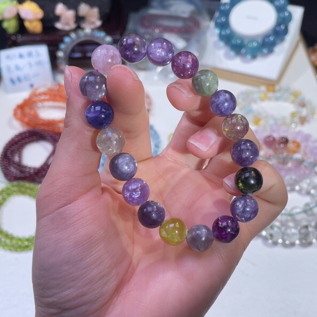 未镶嵌手链水晶虹莫奈睡莲彩祖母10mm