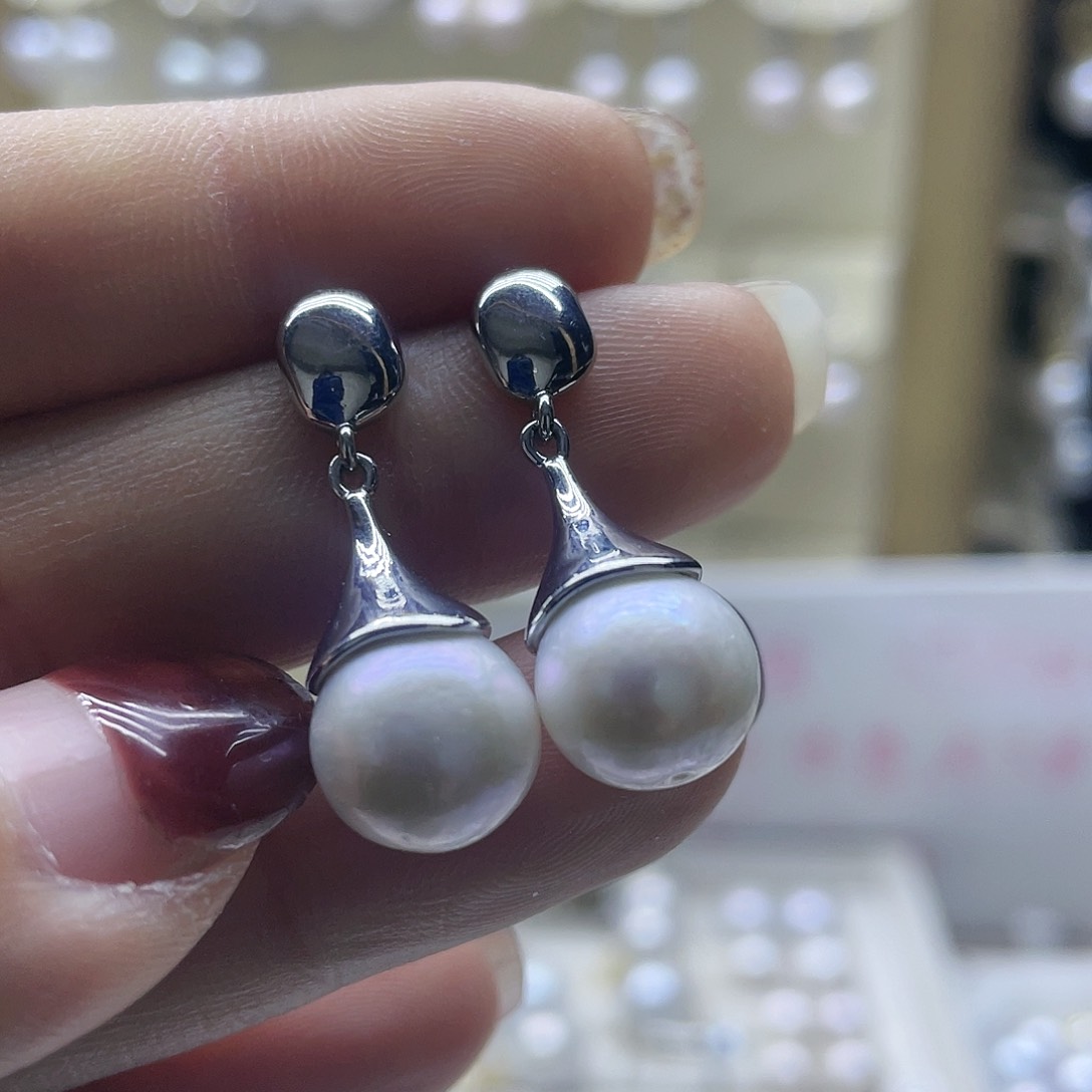 淡水珍珠耳饰银S925镶嵌