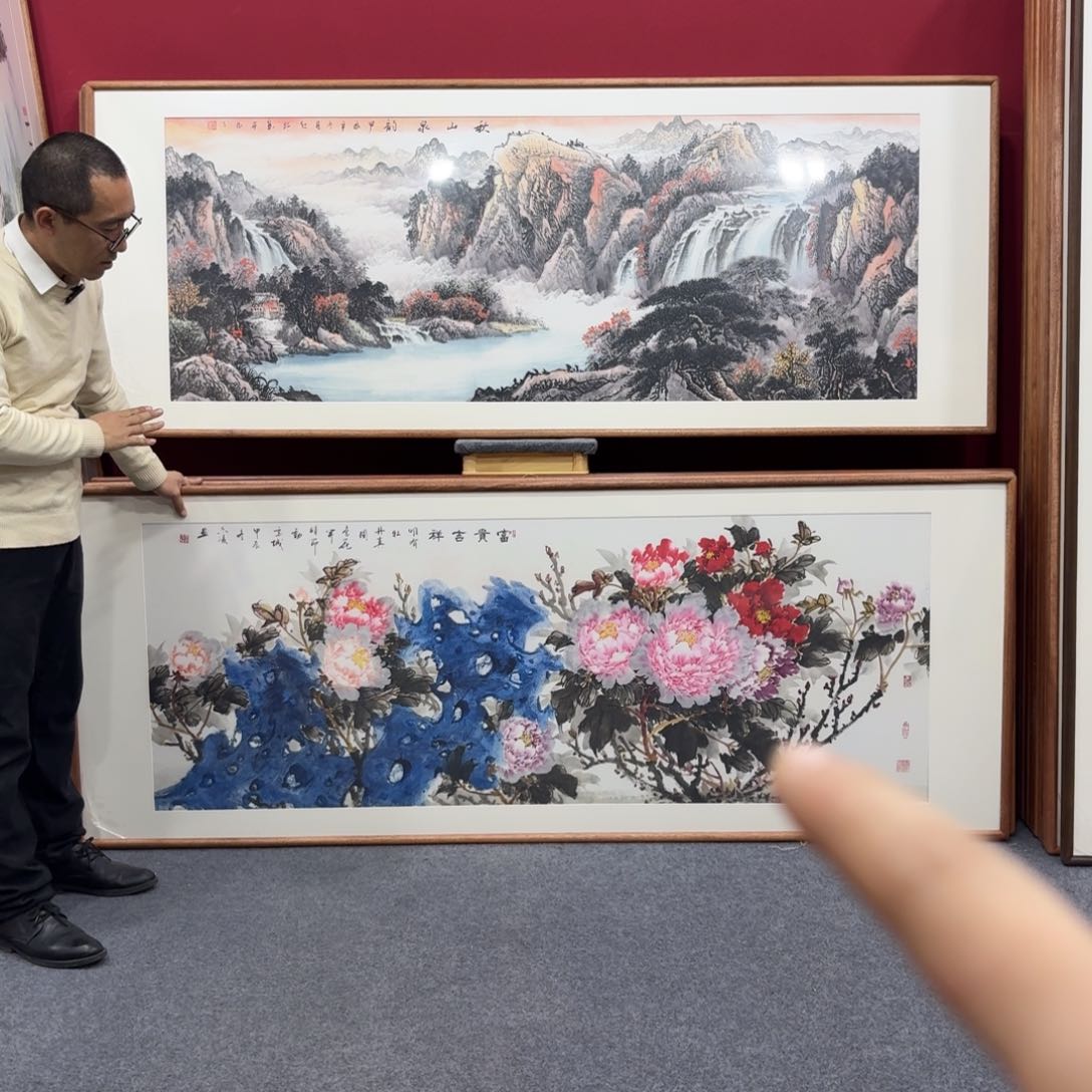 国画带框绘画210/80尺寸