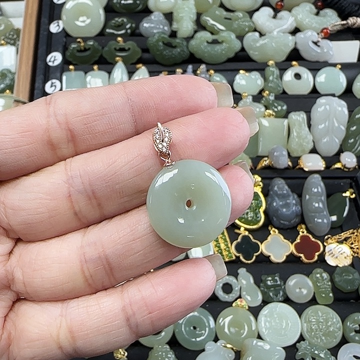 和田玉银S925镶嵌吊坠(不含链)