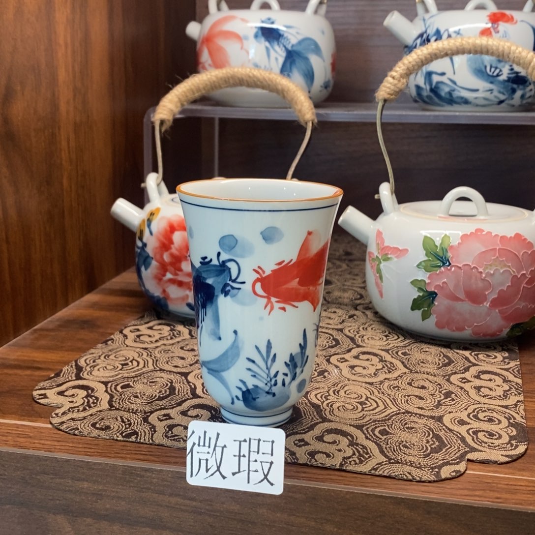 釉下彩老陶泥手工绘制