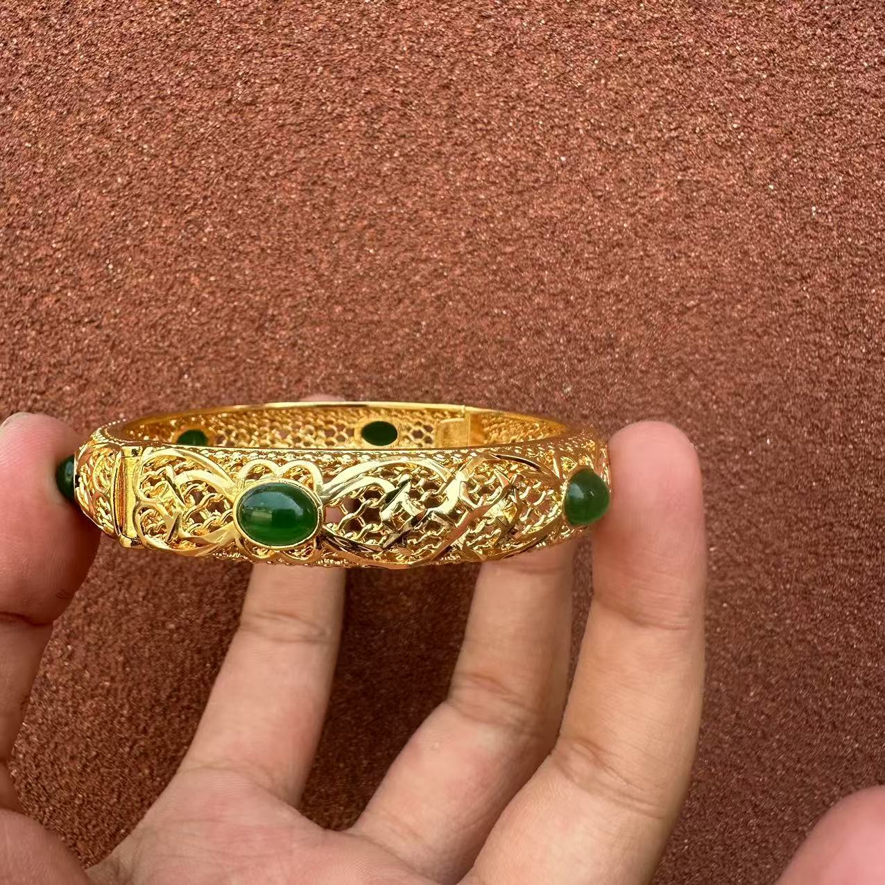 足银手镯 16-镶嵌花边手镯