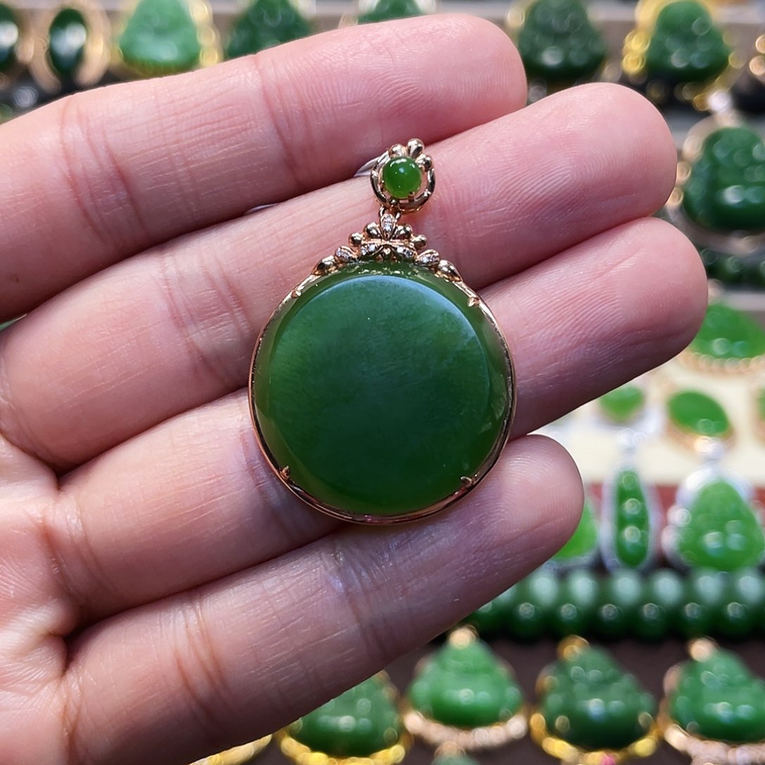 和田玉（碧玉）颈饰未镶嵌吊坠25mm