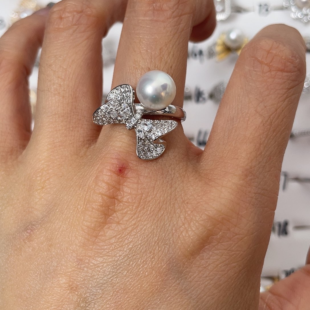 海水珍珠戒指银S925镶嵌