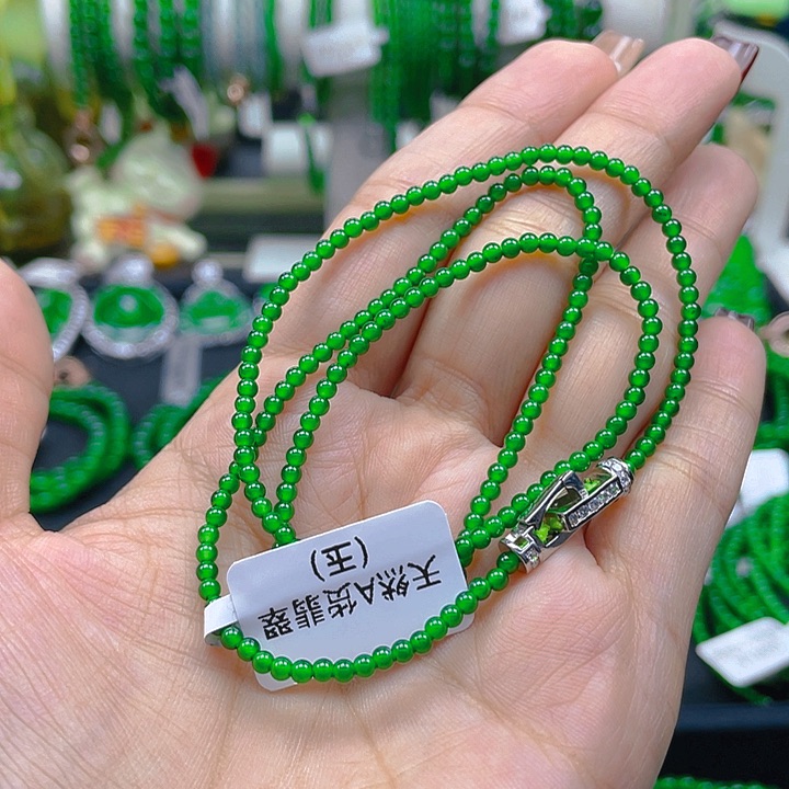 翡翠颈饰未镶嵌E**n圆珠项链2.5