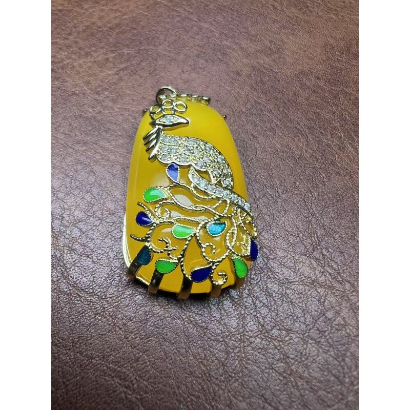 d34-天然 高端 大气 时尚 吊坠  黄玉髓孔雀玉髓