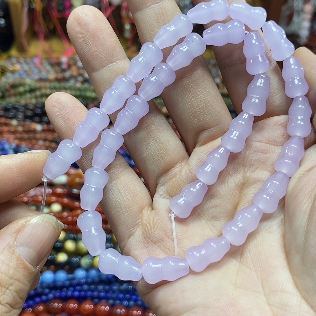 玛瑙/玉髓未镶嵌珠宝半成品紫玉葫芦一条卡8*14mm