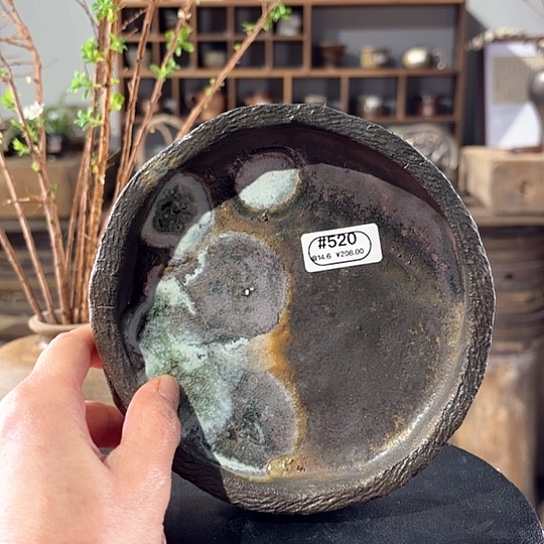 #520柴烧裸烧窑变翡翠开片壶承