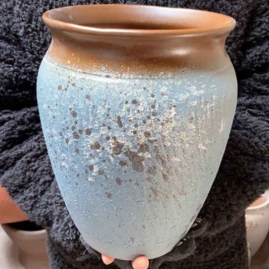 紫砂花盆口20高28，蓝泼墨