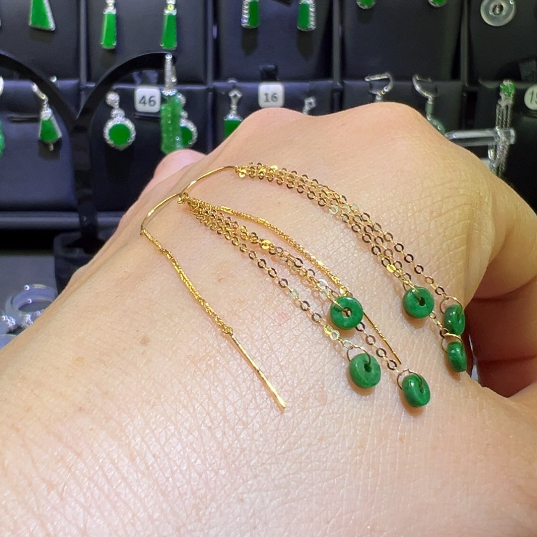 翡翠18K金镶嵌颈饰耳环