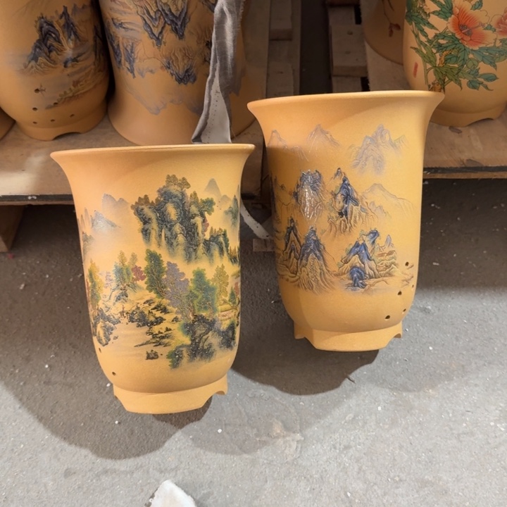 高度22口径17俩只 紫砂花盆