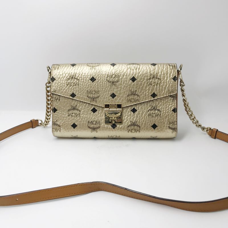 95新 MCM 洋诚二手 MCM金色斜挎包