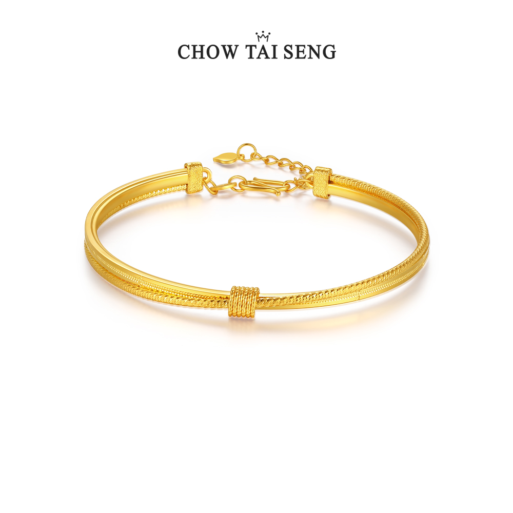 周大生小蛮腰高定手镯镯子金色新款高定珠宝可调节腕饰首饰老钱风