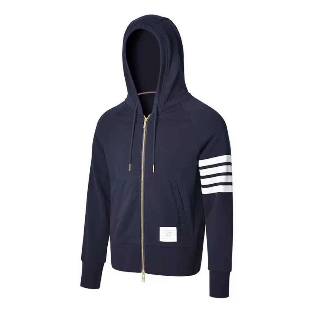 四条杠连帽款春秋季休闲外套 7087