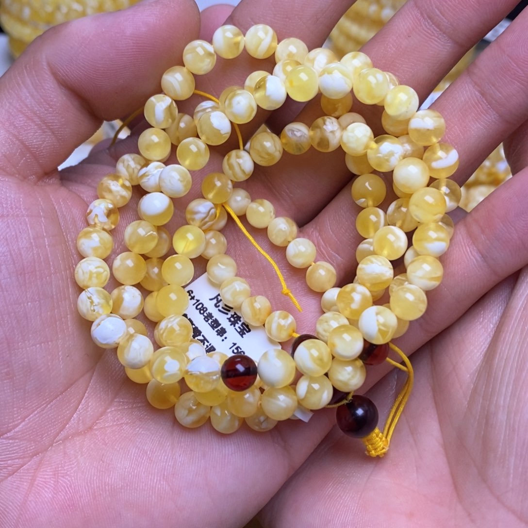 【闪购商品】蜜蜡裸石未镶嵌6+圆珠108手串