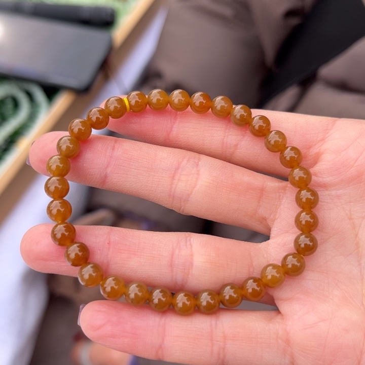 和田玉手串未镶嵌卡5-6