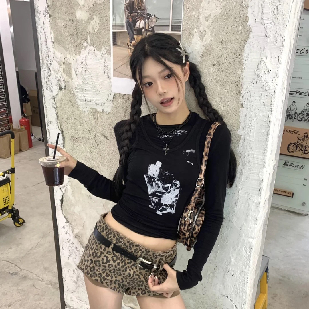 （直播间过款链接 不是主图款）涩谷辣妹长袖显瘦