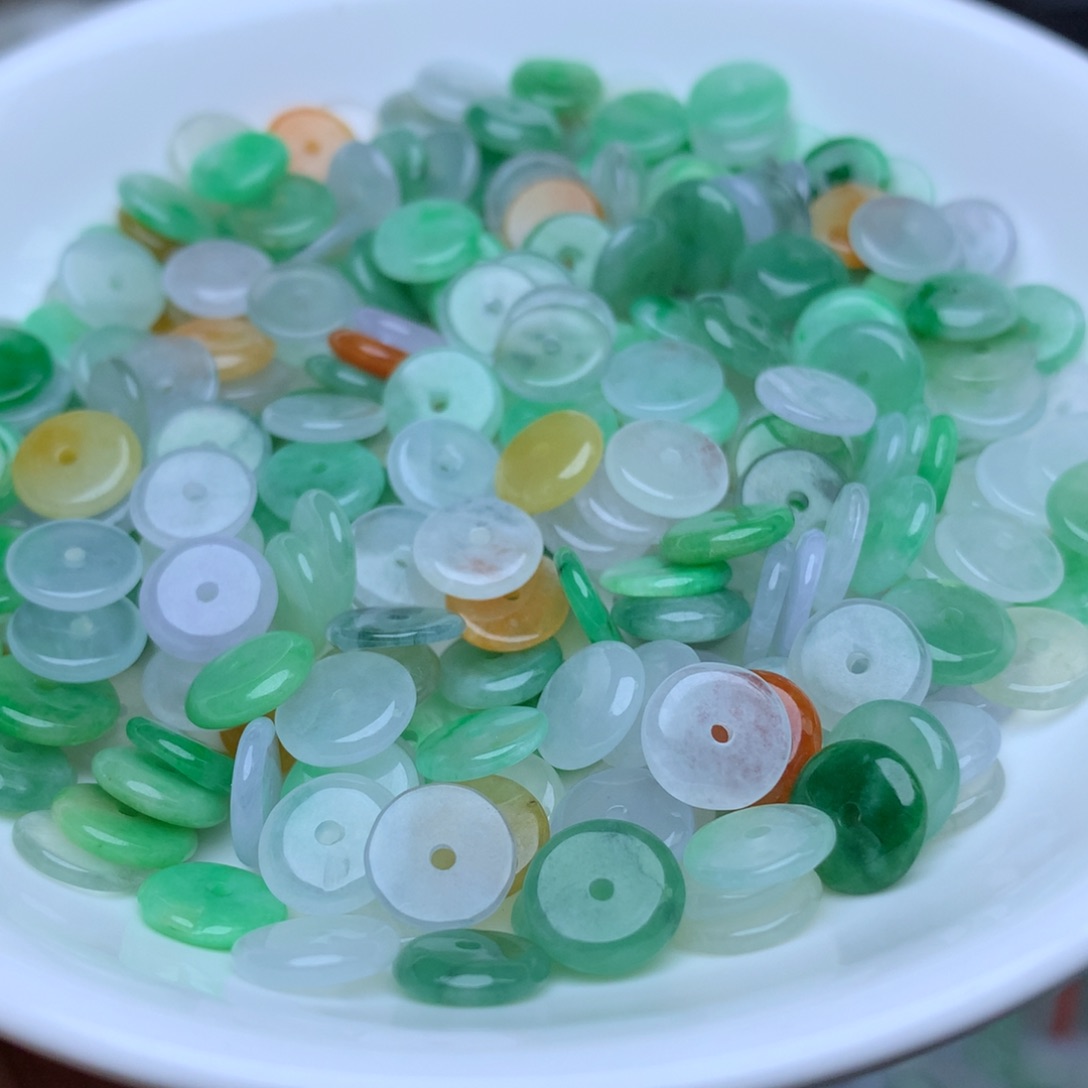 【闪购商品】翡翠手链未镶嵌卡8冰三彩平安扣10个