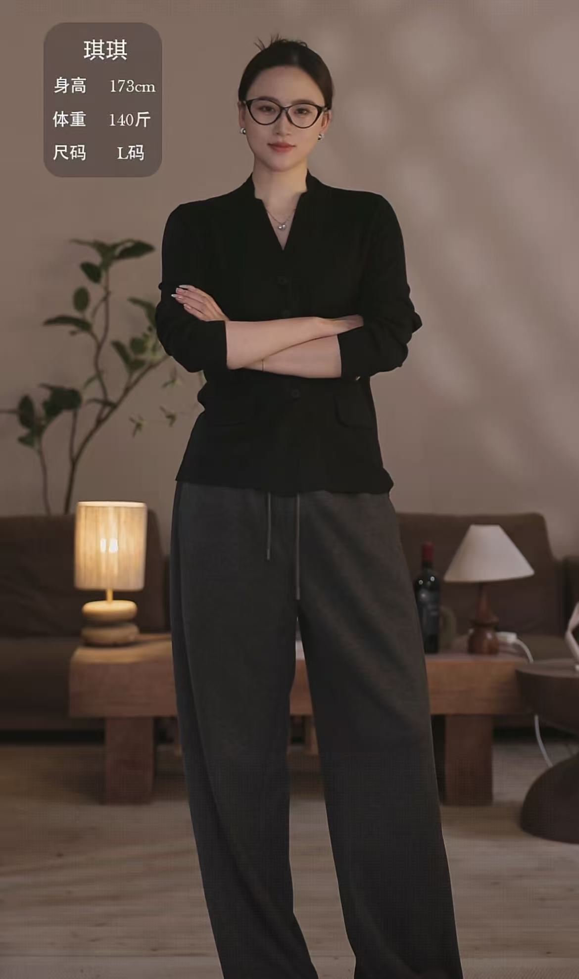 【YILI显瘦女装】时尚简约百搭羊毛气质单排扣针织外套 Y1866