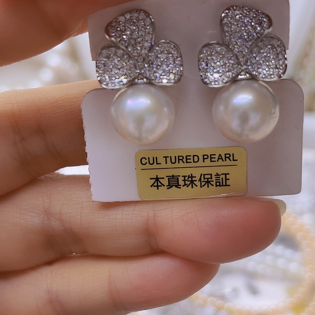 淡水珍珠吊坠或者耳钉银S925镶嵌