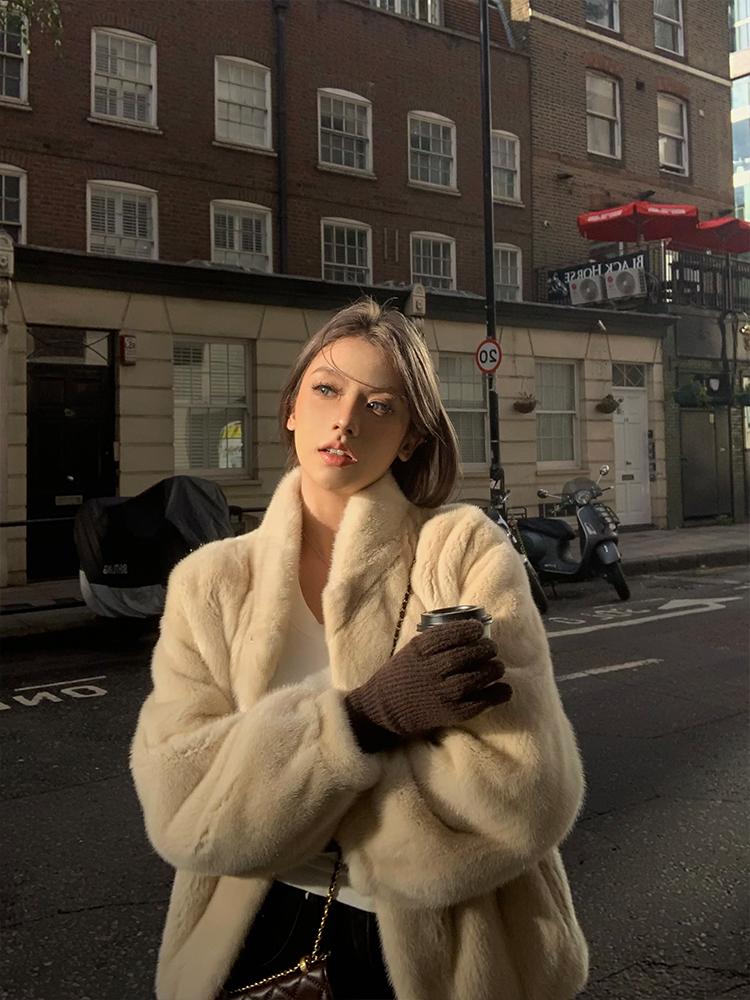 【君君】WX22023立领中长款65CM衣长整貂天鹅绒品质皮草水貂外套女