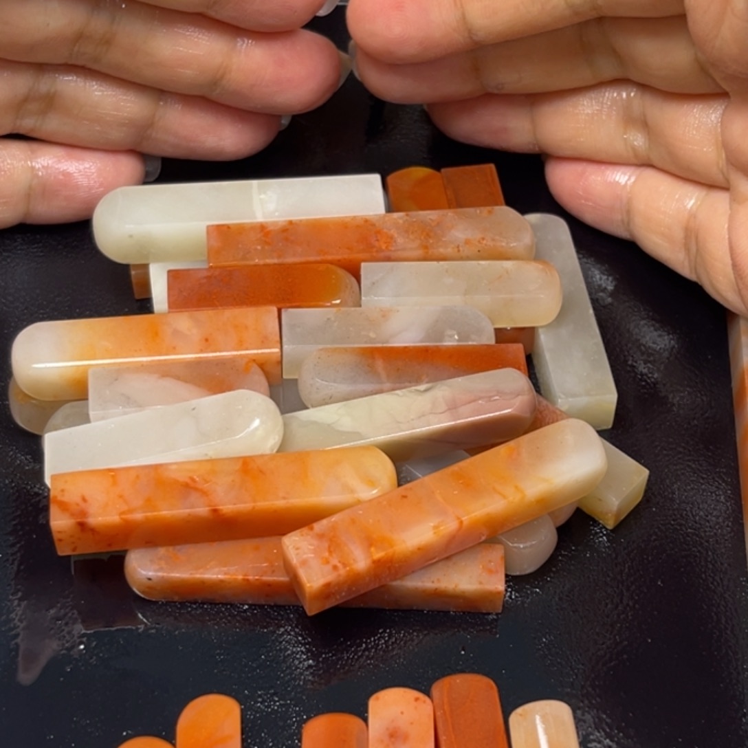 印石青田石老挝石牙签×26