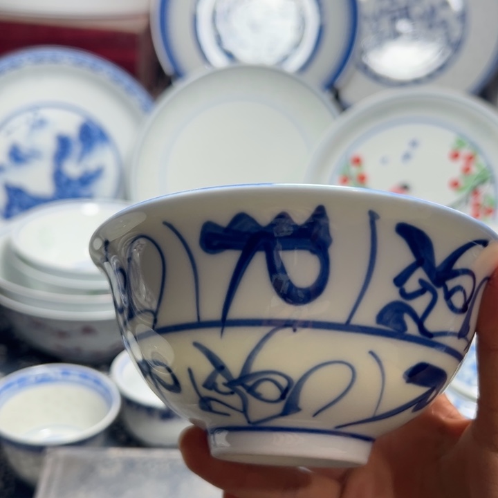 陶瓷手绘5寸饭碗刀子饭碗