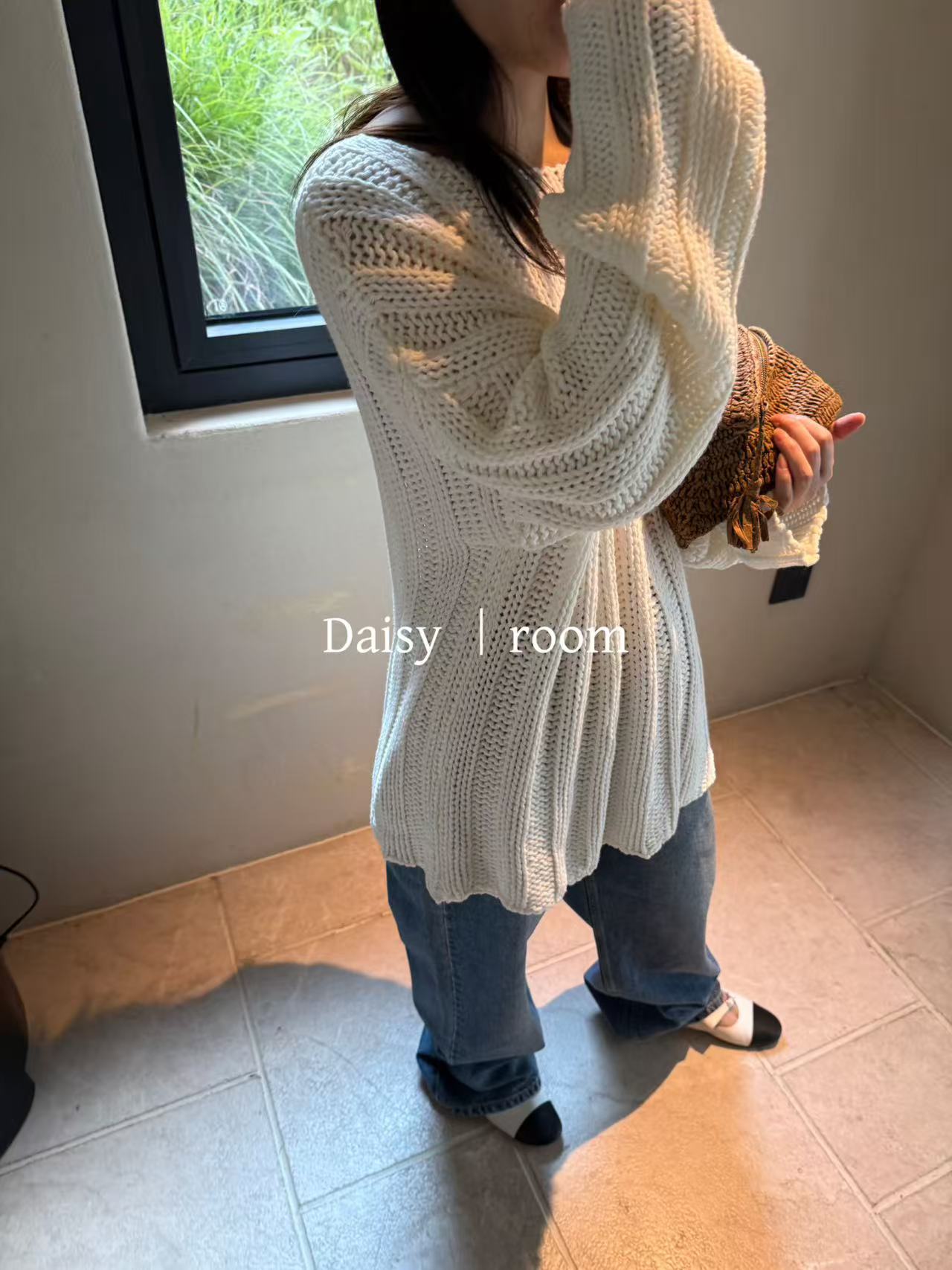 Daisy 秋季慵懒宽松白色套头毛衣